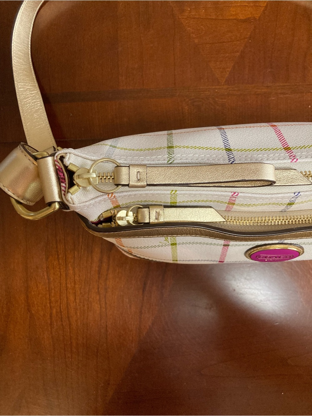 Coach Peyton Tattersall Plaid Shoulder Bag Heritage Collection Style 19173 EUC - Picture 5 of 15